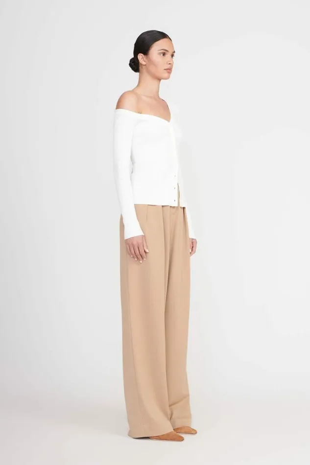 STAUD Tops CRAFTSMAN SWEATER Ivory 8211 Women