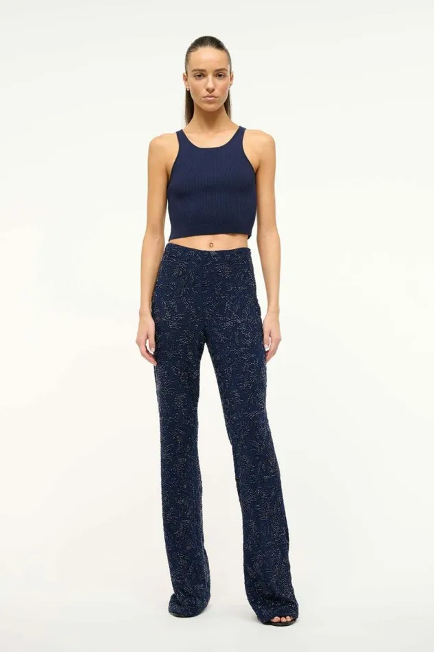 STAUD Tops IBISCO CROPPED TANK Navy 8211 Women