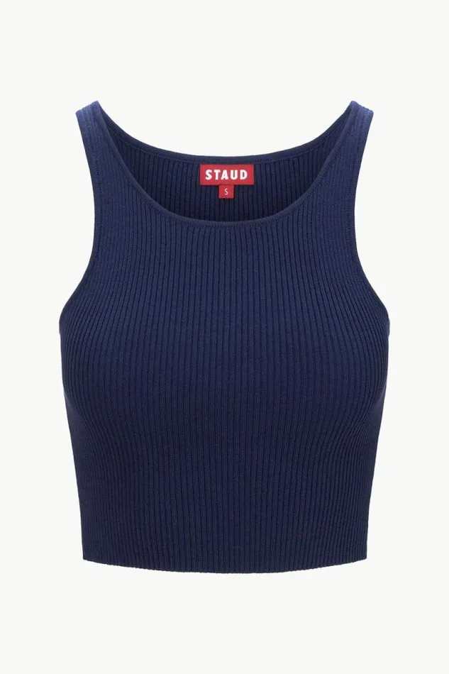 STAUD Tops IBISCO CROPPED TANK Navy 8211 Women