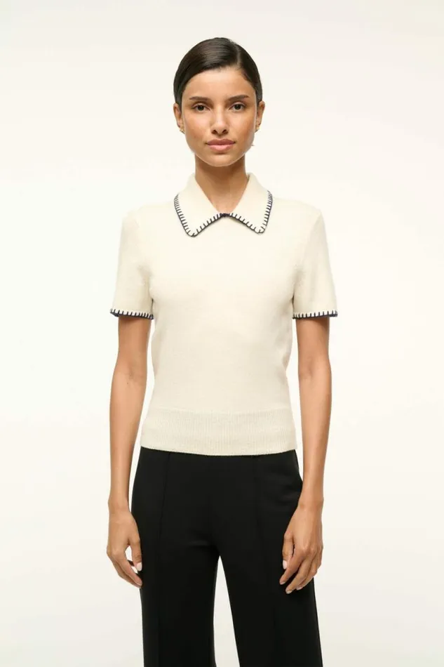 STAUD Tops WINDSOR TOP Ivory Navy 8211 Women