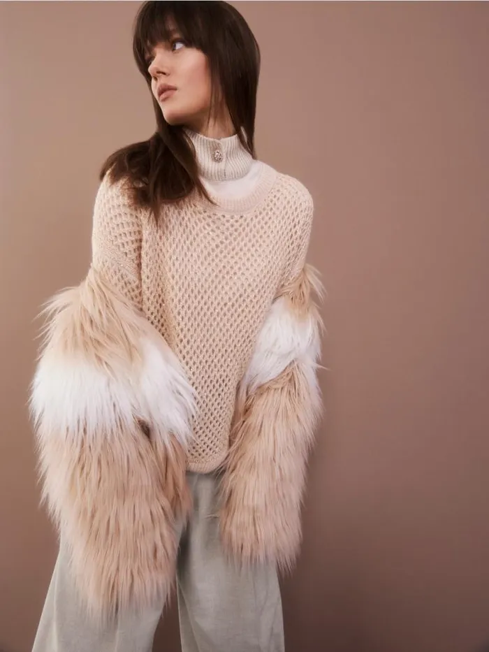 Strick Damen Marc Cain NetzSweater Knitted In Germany Soft Blossom