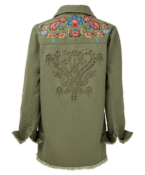Summer Dream Embroidered Boutique Shacket Khaki Apparel Coats and Jackets Joebrowns Summer Dream Embroidered Boutique Shacket Khaki Apparel Coats and Jackets Joebrowns