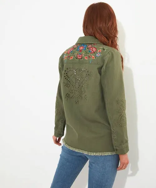 Summer Dream Embroidered Boutique Shacket Khaki Apparel Coats and Jackets Joebrowns Summer Dream Embroidered Boutique Shacket Khaki Apparel Coats and Jackets Joebrowns