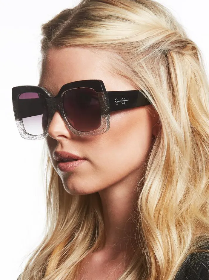 Sunglasses Accessories Jessica Simpson Ombre Glitter In Black and Clear