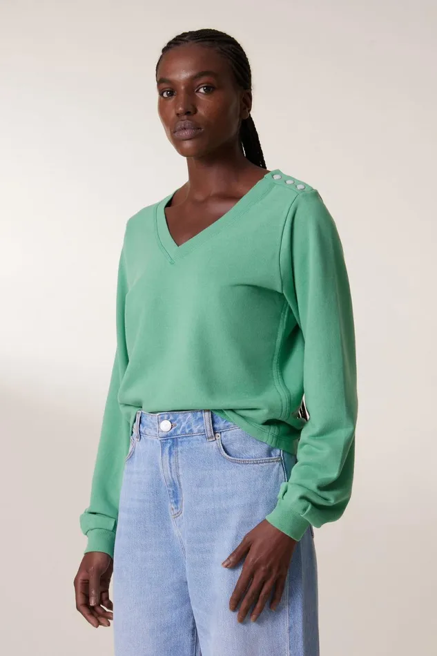 Sweatshirts Women Leon and Harper Sarah Plain Sweatshirt Celadon