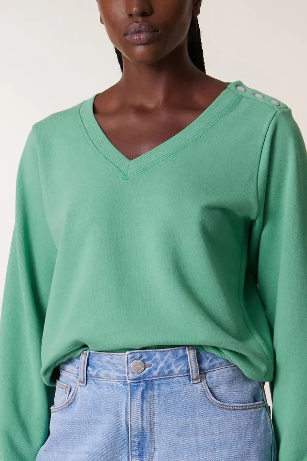 Sweatshirts Women Leon and Harper Sarah Plain Sweatshirt Celadon