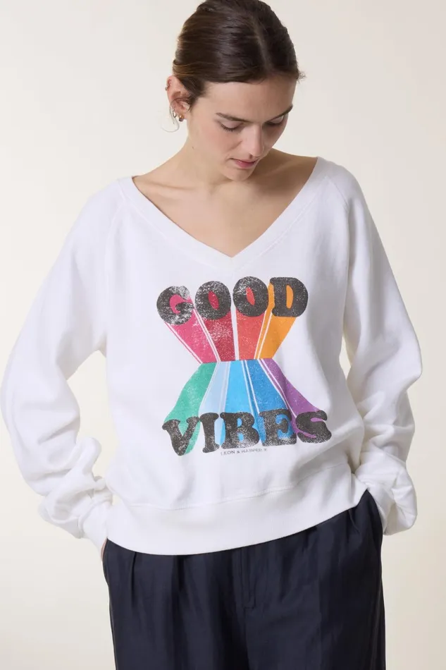 Sweatshirts Women Leon and Harper Shiva Vibes Sweatshirt White