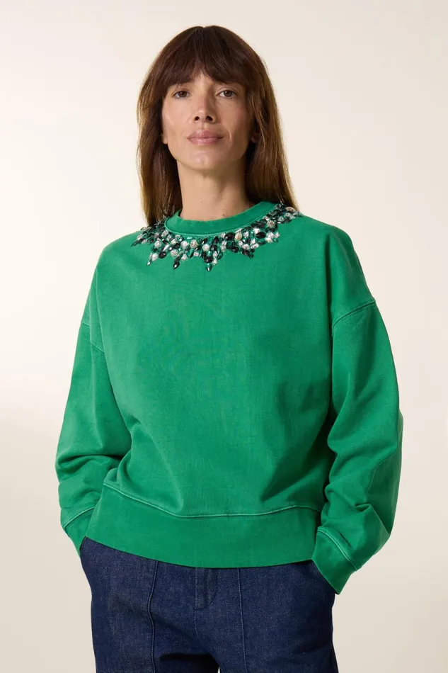 Sweatshirts Women Leon and Harper Siena Stone Sweatshirt Green