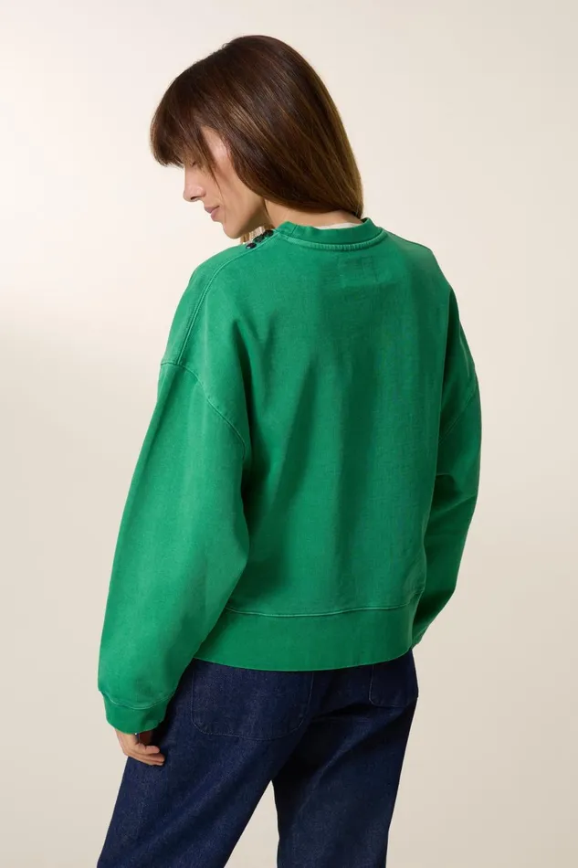 Sweatshirts Women Leon and Harper Siena Stone Sweatshirt Green