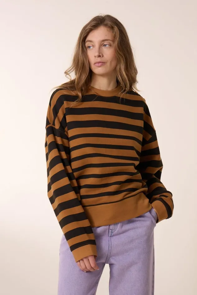 Sweatshirts Women Leon and Harper Siena Stripe Sweatshirt Camel