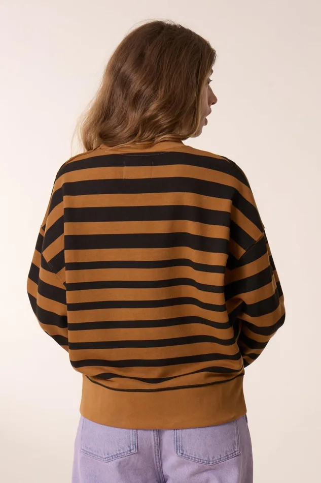 Sweatshirts Women Leon and Harper Siena Stripe Sweatshirt Camel