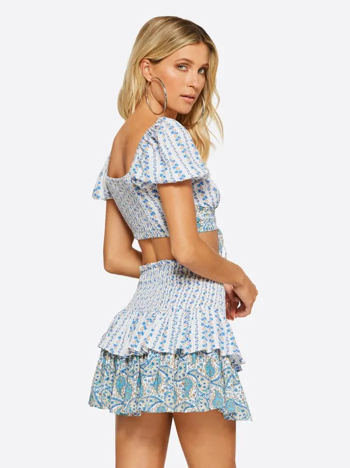 Swim Clothing Jessica Simpson Sweetness Overload Puff Sleeve Top In White Multi