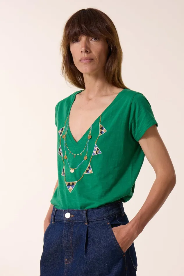 TShirts and Tops Women Leon and Harper Tonton Brodery TShirt Green