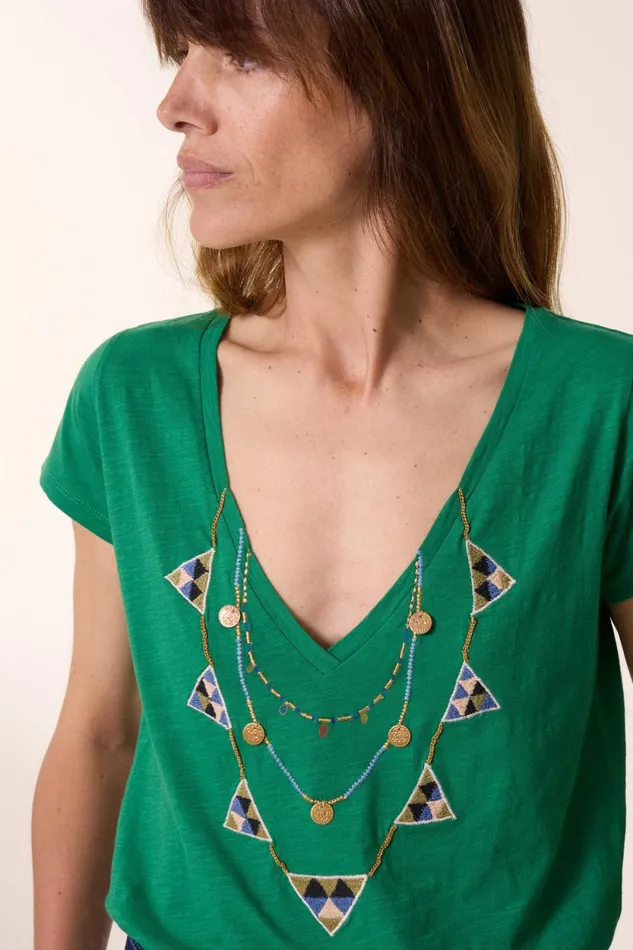 TShirts and Tops Women Leon and Harper Tonton Brodery TShirt Green