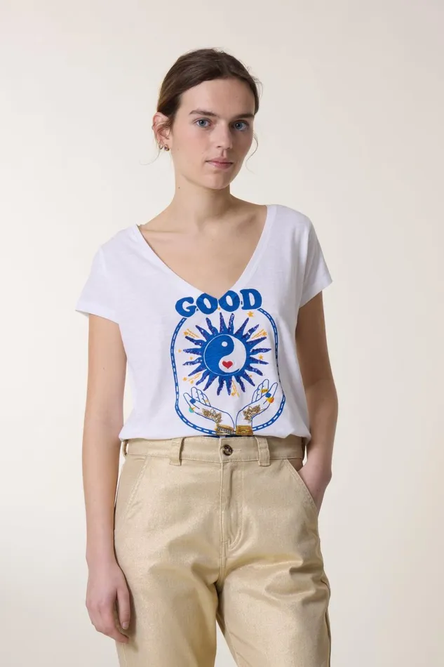 TShirts and Tops Women Leon and Harper Tonton Karma Tshirt White