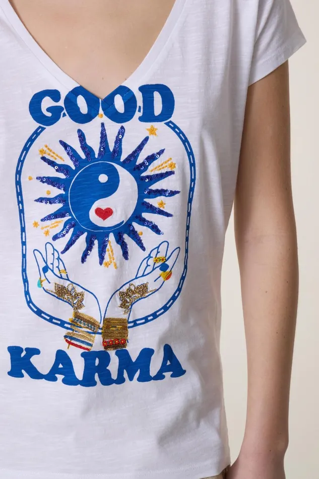 TShirts and Tops Women Leon and Harper Tonton Karma Tshirt White