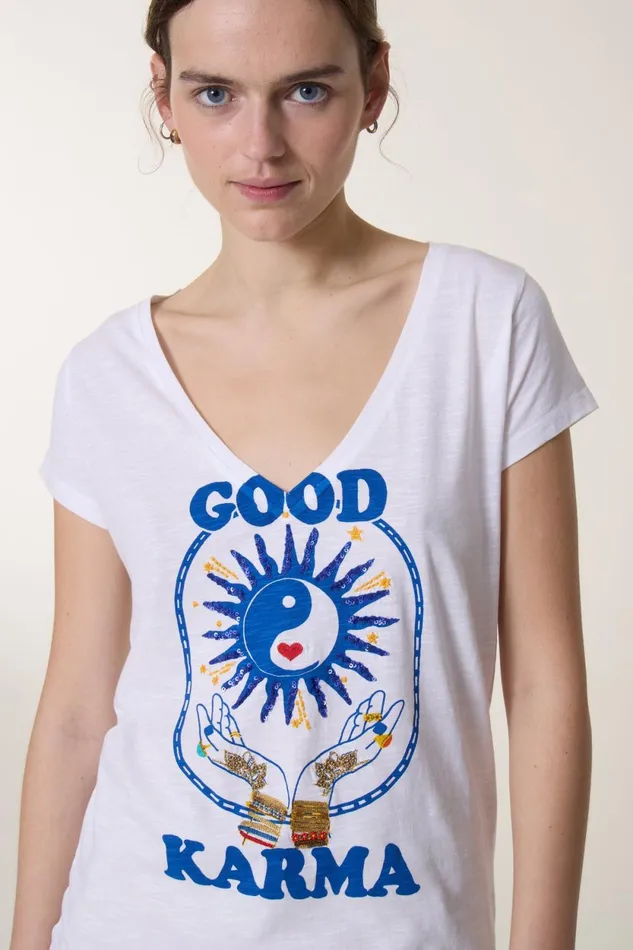 TShirts and Tops Women Leon and Harper Tonton Karma Tshirt White