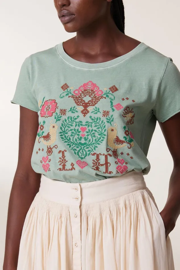 TShirts and Tops Women Leon and Harper Toro Birdy Tshirt Aqua