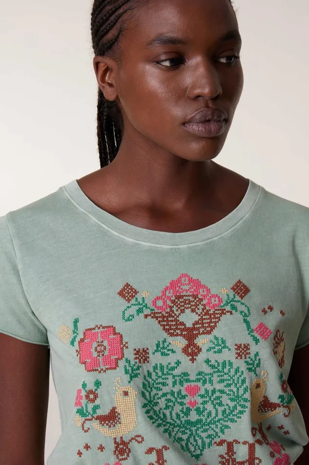 TShirts and Tops Women Leon and Harper Toro Birdy Tshirt Aqua