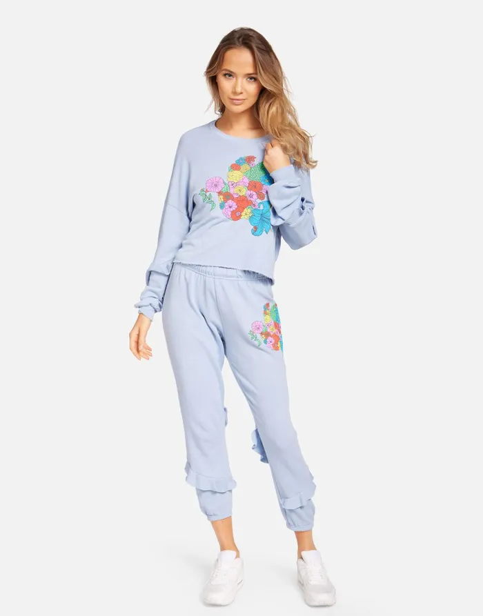 Tamara Floral Dove Soft Sky Women039s Lauren Moshi Crop Sweatpants