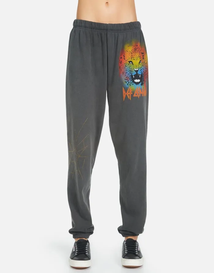 Tanzy Def Leppard Leopard Pigment Black Women039s Lauren Moshi Long Sweatpants