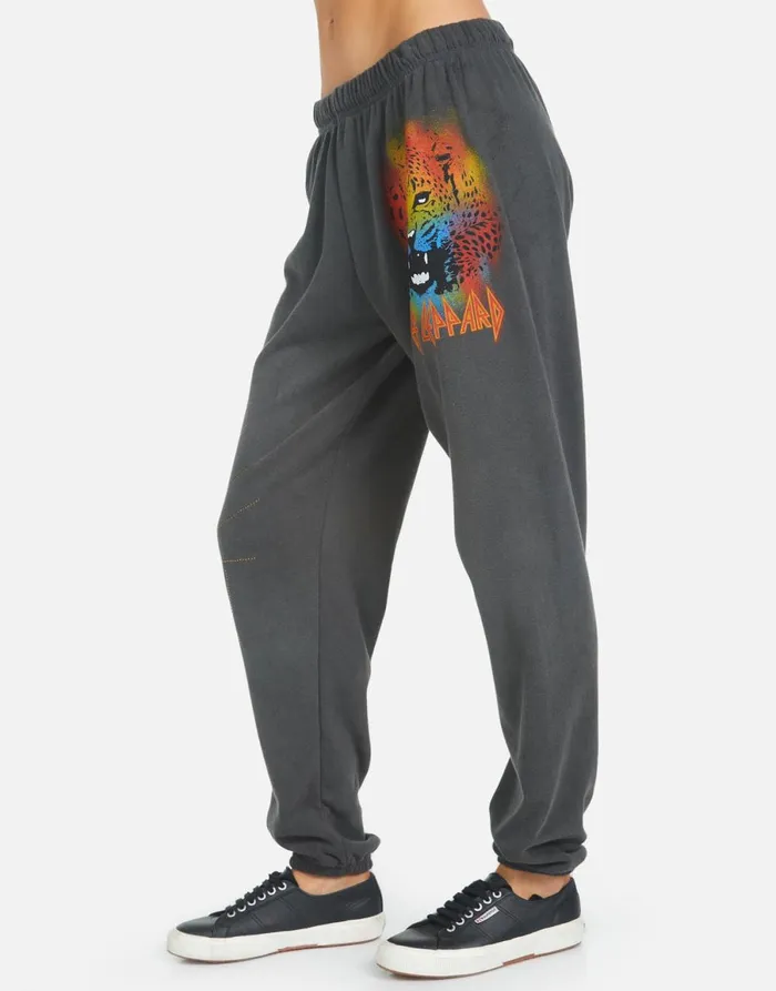 Tanzy Def Leppard Leopard Pigment Black Women039s Lauren Moshi Long Sweatpants