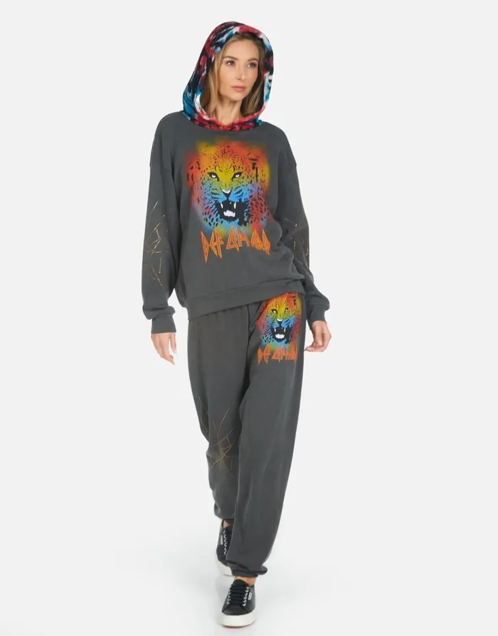 Tanzy Def Leppard Leopard Pigment Black Women039s Lauren Moshi Long Sweatpants