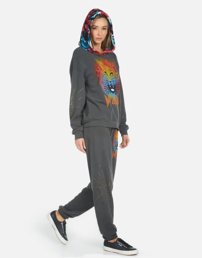 Tanzy Def Leppard Leopard Pigment Black Women039s Lauren Moshi Long Sweatpants