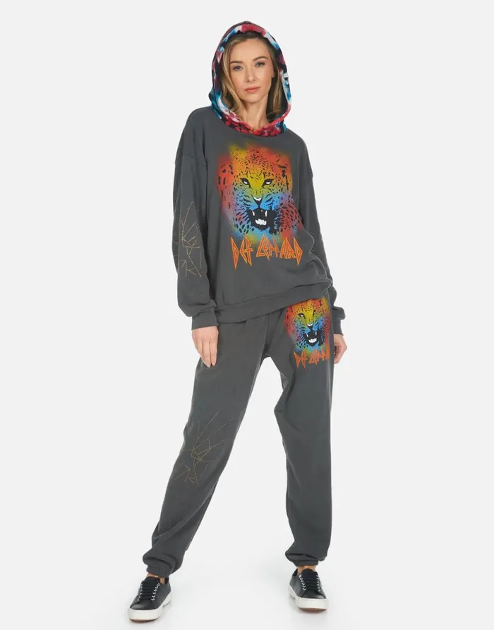 Tanzy Def Leppard Leopard Pigment Black Women039s Lauren Moshi Long Sweatpants