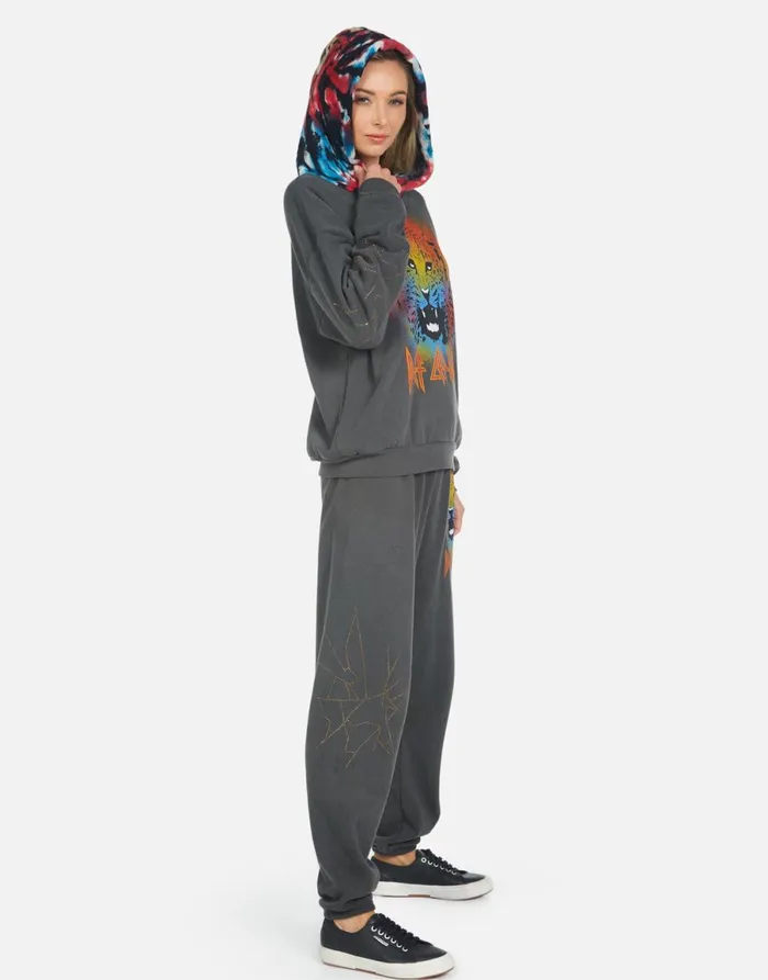 Tanzy Def Leppard Leopard Pigment Black Women039s Lauren Moshi Long Sweatpants