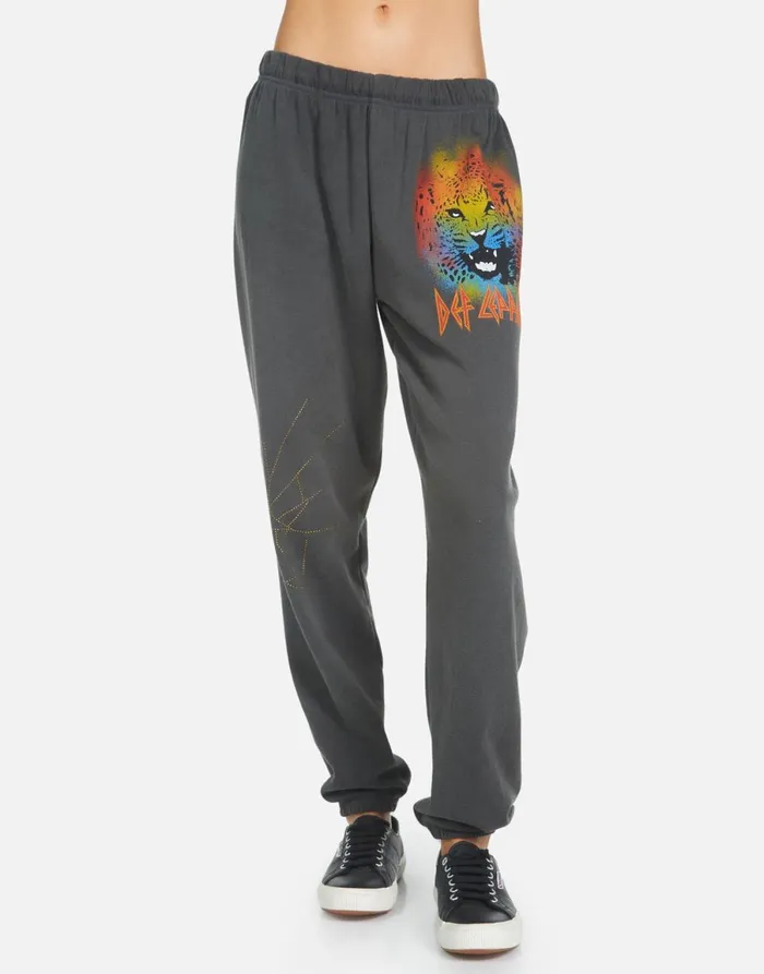 Tanzy Def Leppard Leopard Pigment Black Women039s Lauren Moshi Long Sweatpants