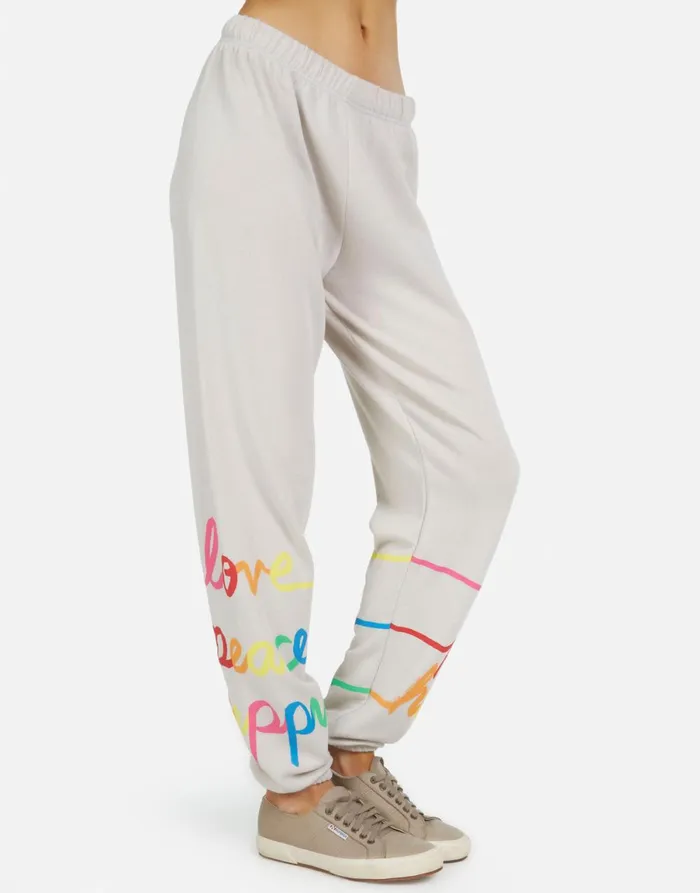 Tanzy Love Peace Happiness Cloud Women039s Lauren Moshi Long Sweatpants