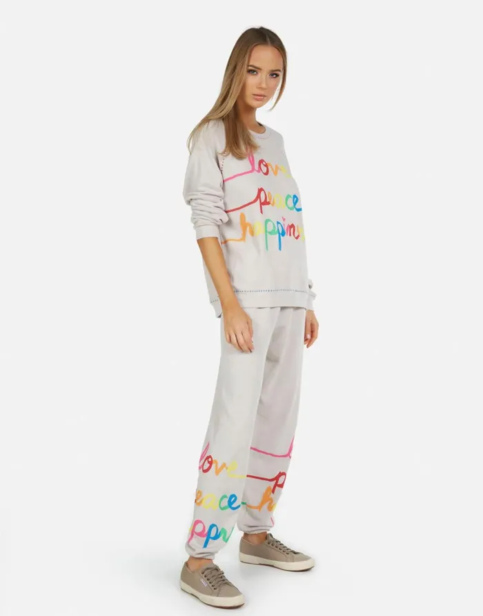 Tanzy Love Peace Happiness Cloud Women039s Lauren Moshi Long Sweatpants