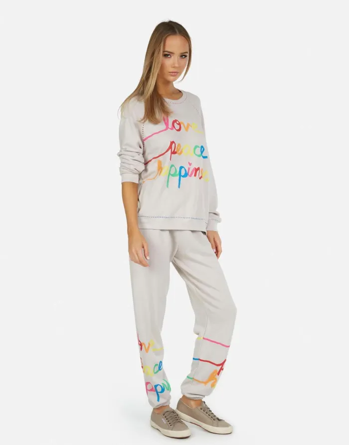 Tanzy Love Peace Happiness Cloud Women039s Lauren Moshi Long Sweatpants