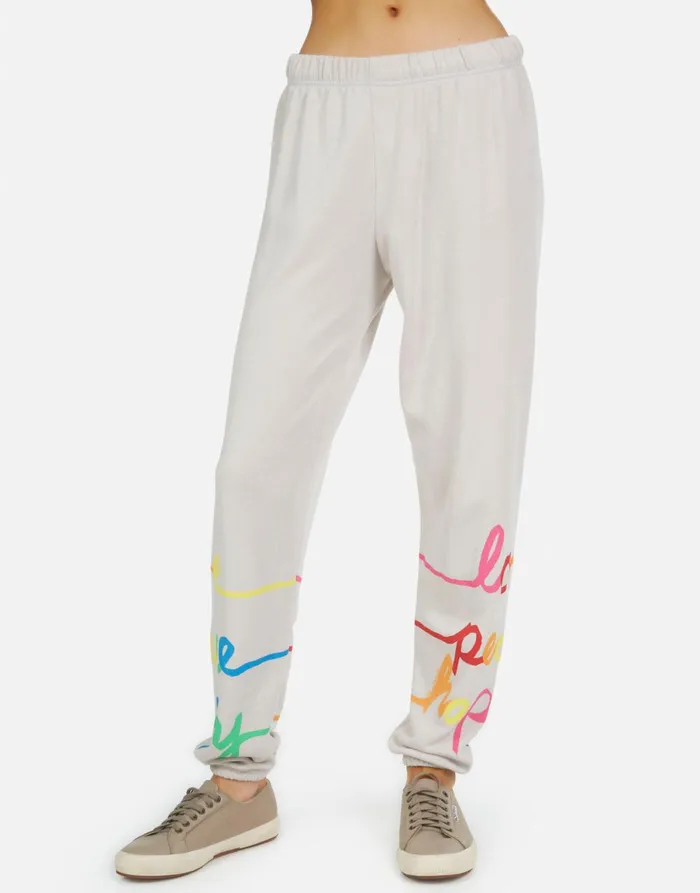 Tanzy Love Peace Happiness Cloud Women039s Lauren Moshi Long Sweatpants