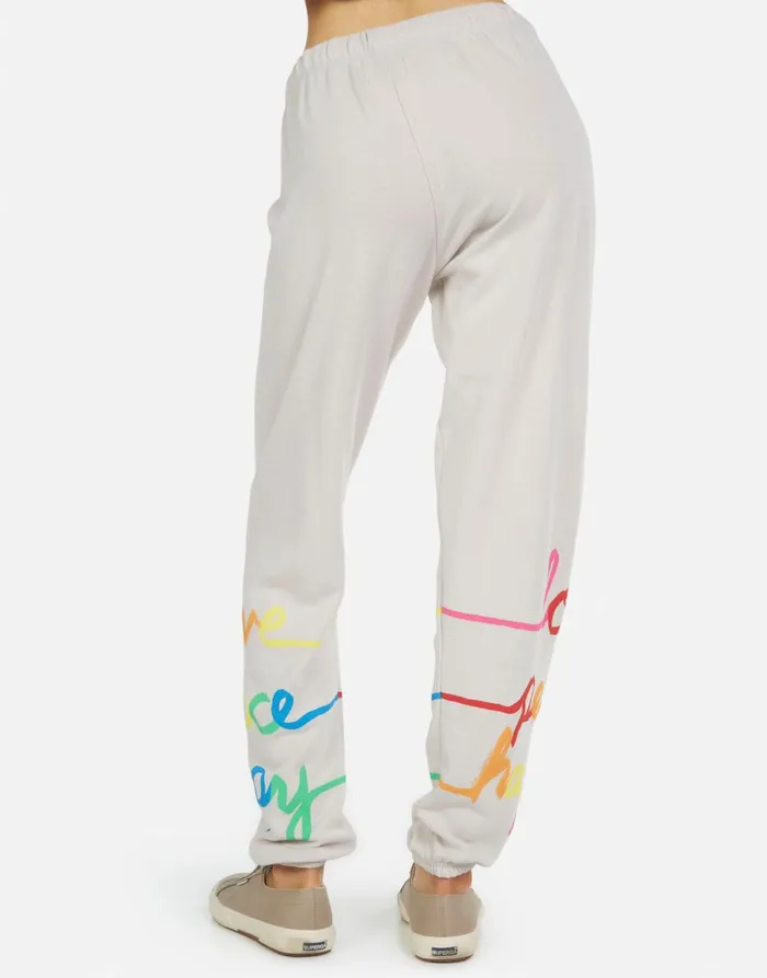 Tanzy Love Peace Happiness Cloud Women039s Lauren Moshi Long Sweatpants