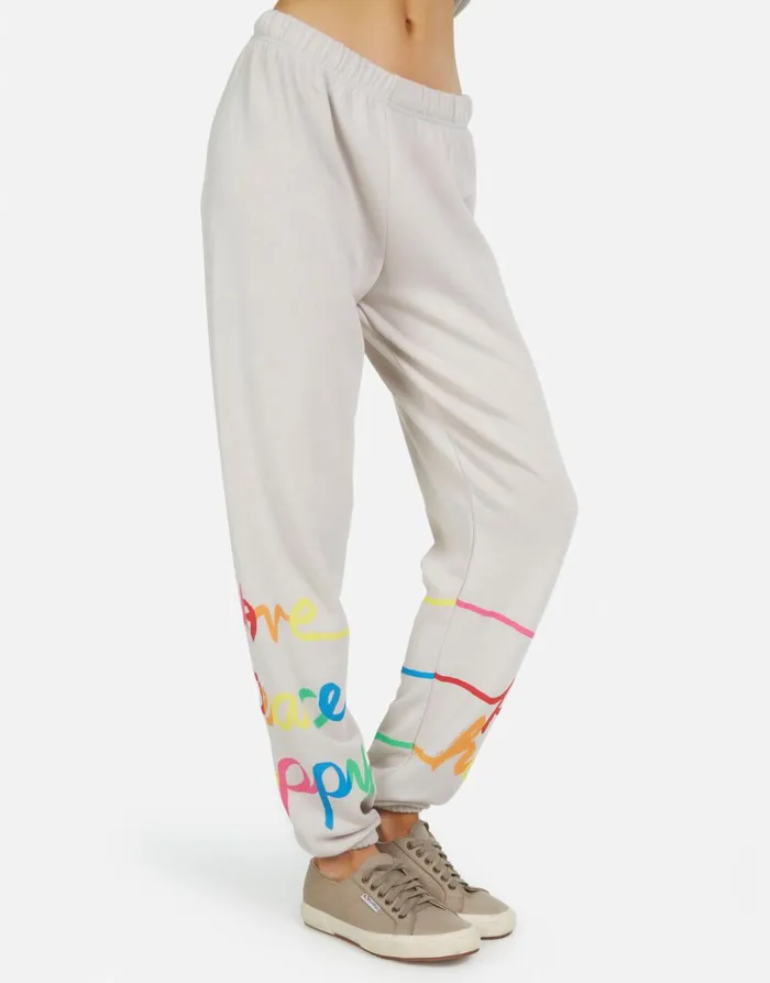 Tanzy Love Peace Happiness Cloud Women039s Lauren Moshi Long Sweatpants