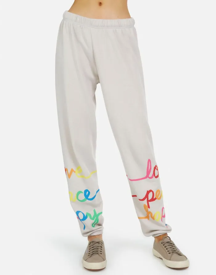 Tanzy Love Peace Happiness Cloud Women039s Lauren Moshi Long Sweatpants
