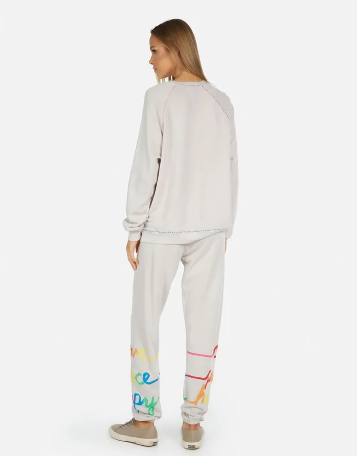 Tanzy Love Peace Happiness Cloud Women039s Lauren Moshi Long Sweatpants