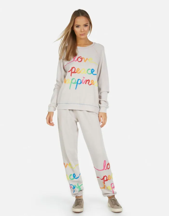 Tanzy Love Peace Happiness Cloud Women039s Lauren Moshi Long Sweatpants