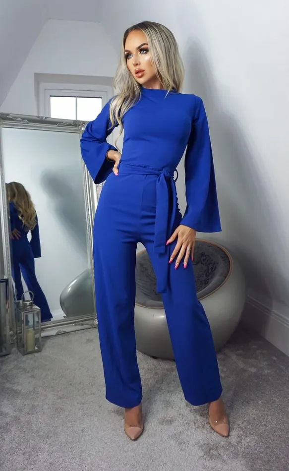 Tessa Blue Turtle Neck Long Sleeve Jumpsuit Women Missfiga Jumpsuits