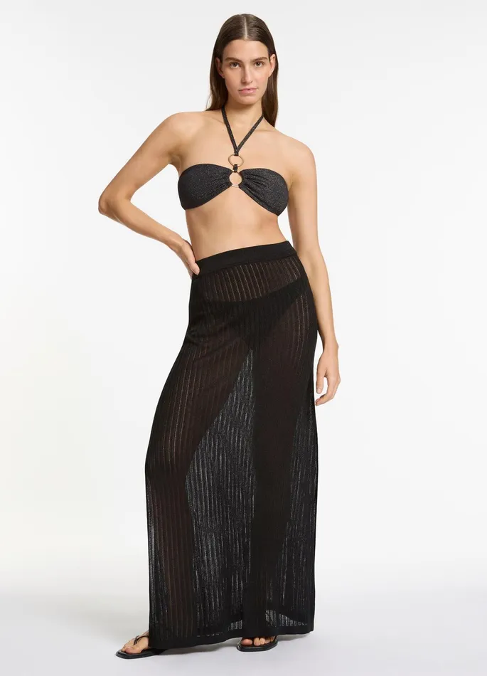 Tirari Nights Knit Maxi Skirt Black Women JETS Australia Skirts and Sarongs