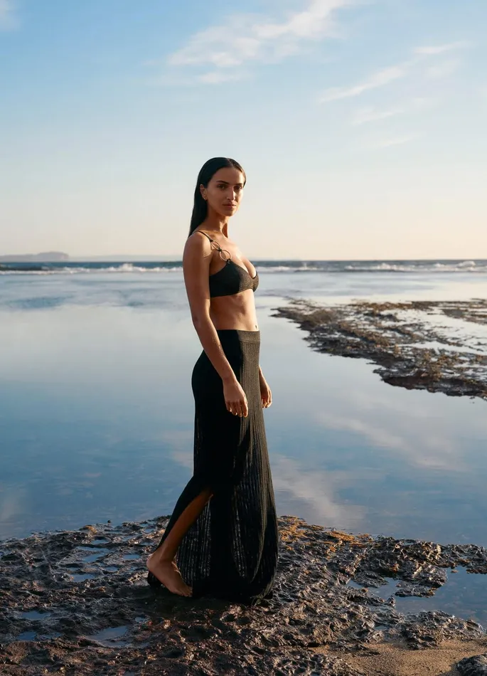 Tirari Nights Knit Maxi Skirt Black Women JETS Australia Skirts and Sarongs
