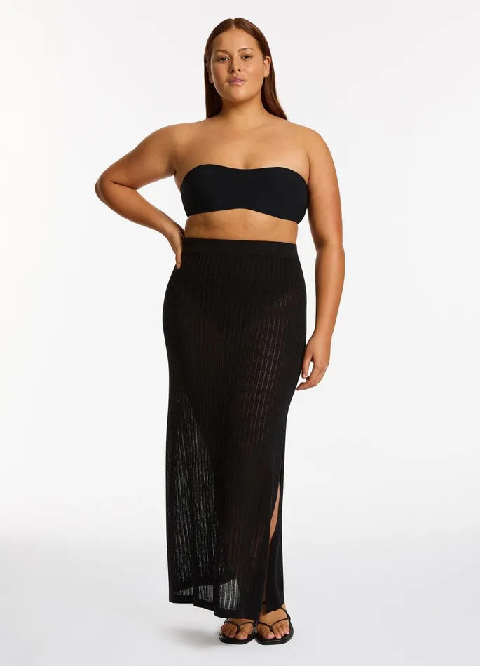 Tirari Nights Knit Maxi Skirt Black Women JETS Australia Skirts and Sarongs