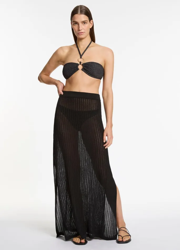 Tirari Nights Knit Maxi Skirt Black Women JETS Australia Skirts and Sarongs