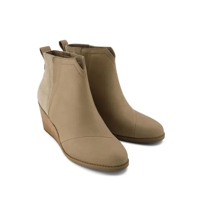 Toms Boots and Booties Clare Wedge Boot Dune Nubuck Leather Suede 8211 Women