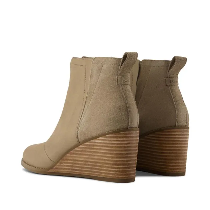 Toms Boots and Booties Clare Wedge Boot Dune Nubuck Leather Suede 8211 Women