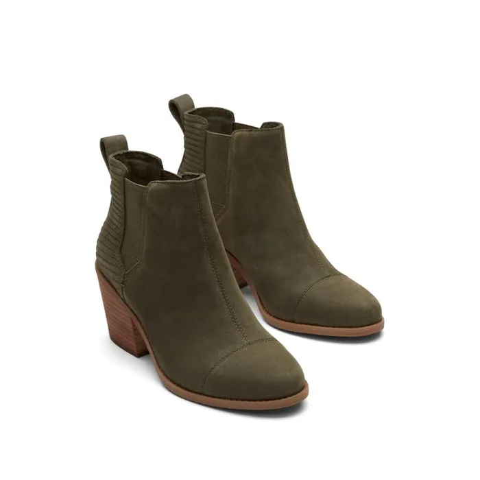 Toms Boots and Booties Everly Heeled Boot Olive Nubuck 8211 Women