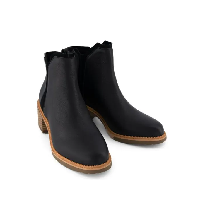 Toms Boots and Booties Hailey Heeled Boot Water Resistant Black Leather 8211 Women