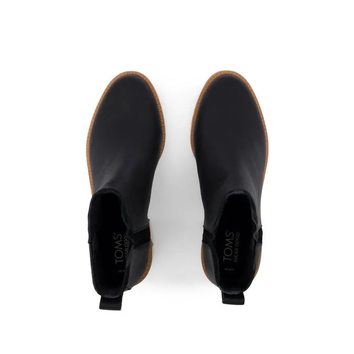 Toms Boots and Booties Hailey Heeled Boot Water Resistant Black Leather 8211 Women